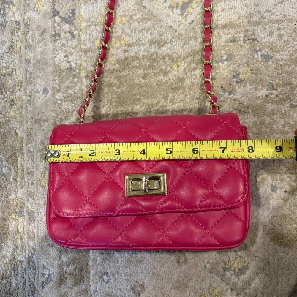 Pink Quilted Leather Handbag Made in Italy